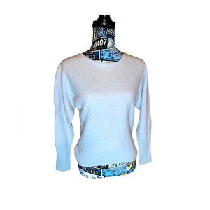 TAHARI 100%  2-ply Cashmere Crewneck Pullover Sweater - Light Blue - Size XL